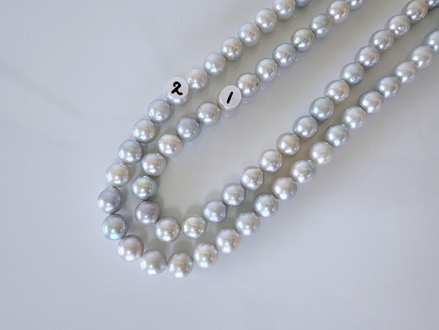 9-9.5.5mm Japanese Akoya Pearl Beads, Natural Blue/Silver color pearl, Genuine Akoya Pearl, Full Strand 40cm , 15.7", Salt water pearl