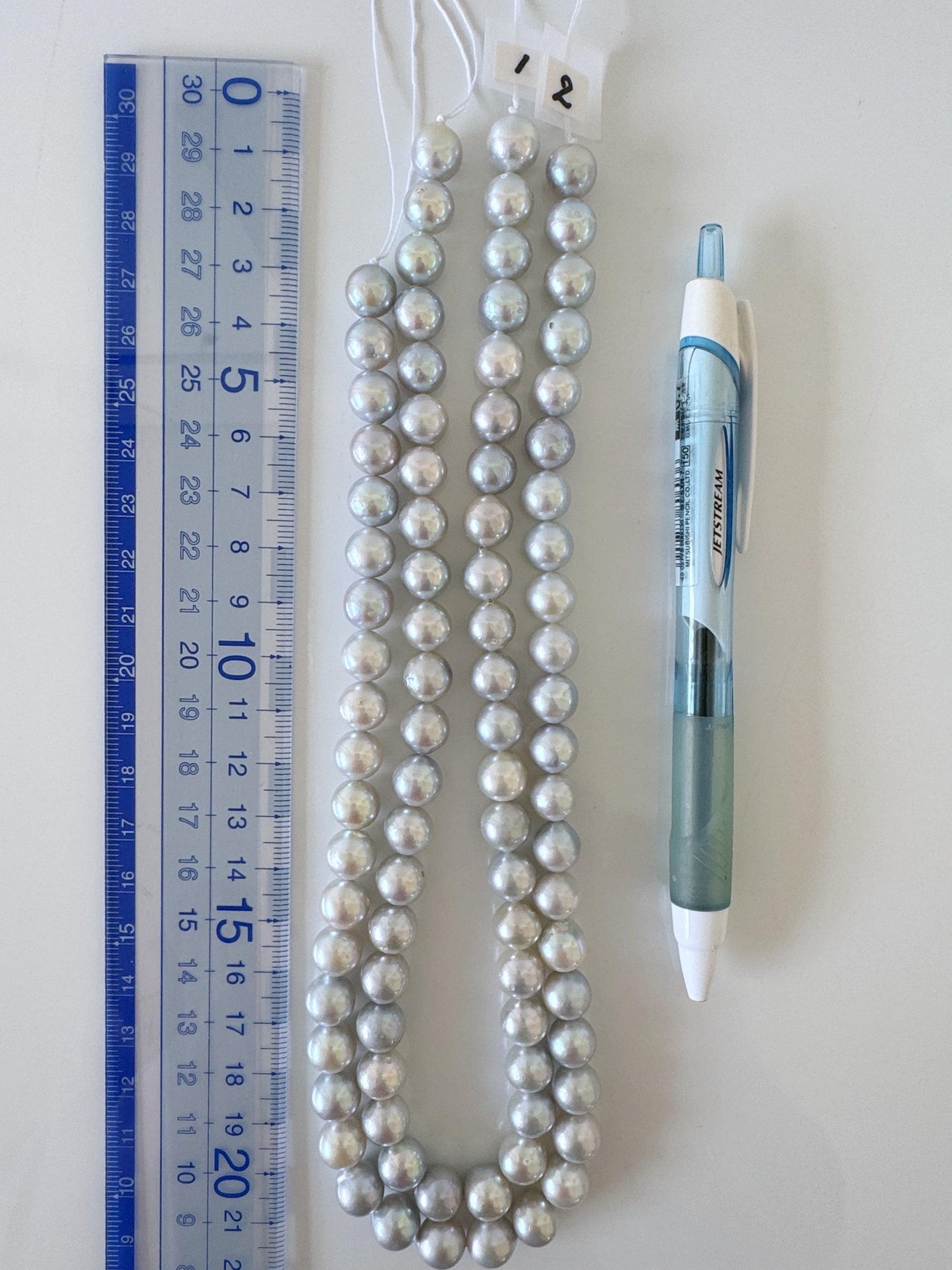 9-9.5.5mm Japanese Akoya Pearl Beads, Natural Blue/Silver color pearl, Genuine Akoya Pearl, Full Strand 40cm , 15.7", Salt water pearl