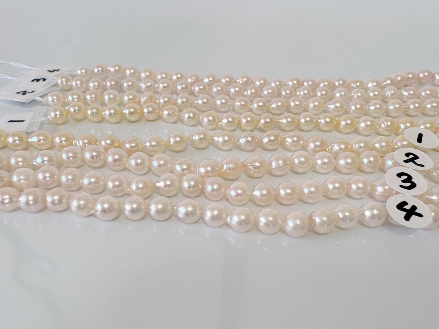 4.5-5mm Japanese White Akoya Baby Pearl Beads, Genuine Akoya Pearl, Full Strand, 40cm , 15.7", Cultured Salt water pearl