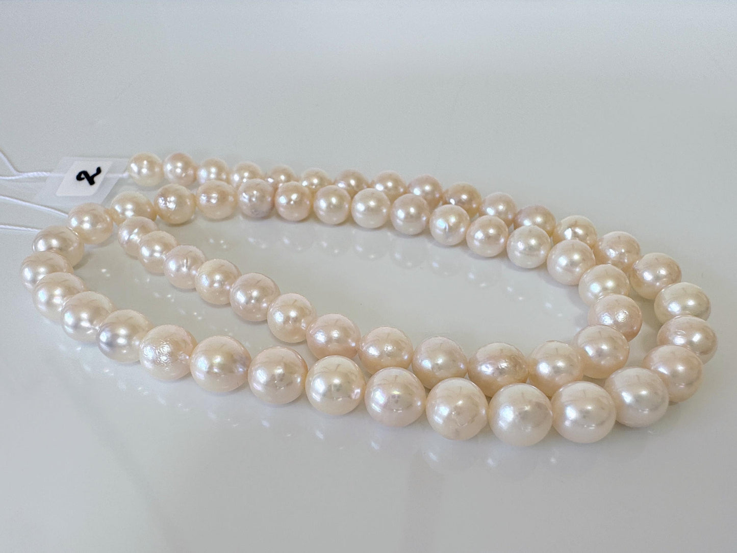 6.5-7mm Japanese White/Pink Akoya Pearl Beads, Genuine Akoya Pearl, Full Strand, 40cm , 15.7", Cultured Salt water pearl