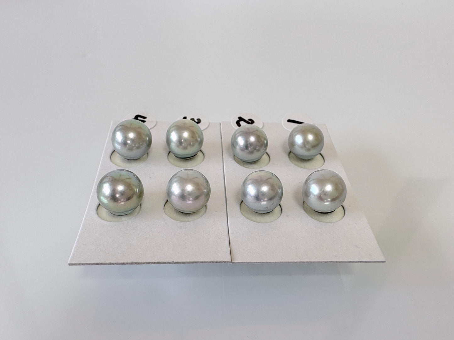 Japanese Blue/Silver (Treated) Akoya Pearl Stud Earrings , 8mm, Titanium Post/Ear Nuts, Genuine Akoya Pearl, Salt water pearl, Value-priced