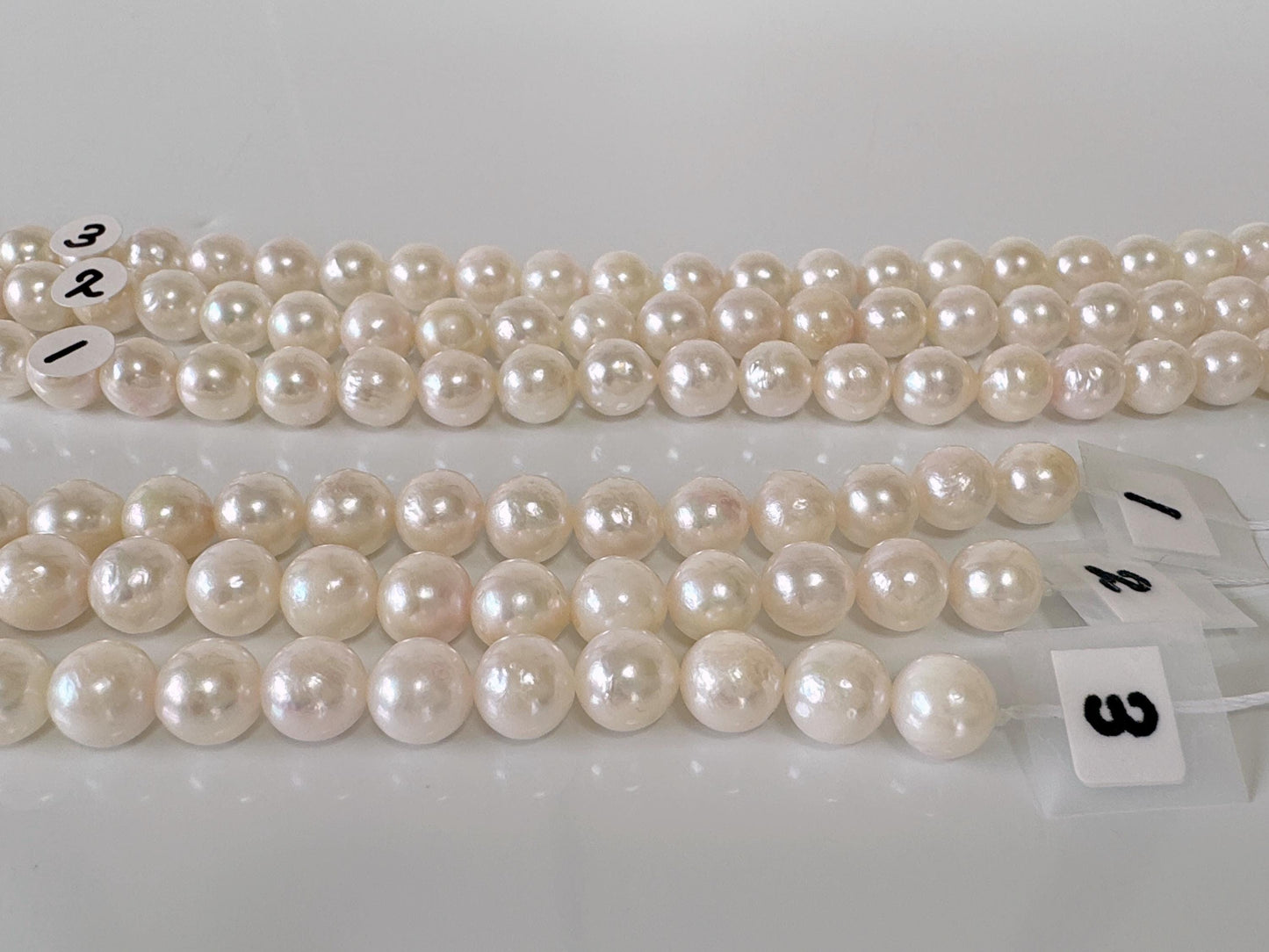 7.5-8mm Japanese White/Pink Akoya Pearl Beads, Genuine Akoya Pearl, Full Strand, 40cm , 15.7", Cultured Salt water pearl