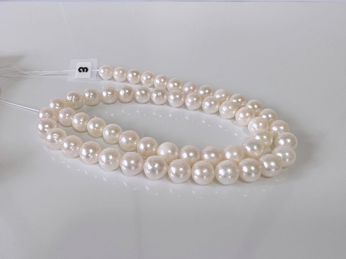 7.5-8mm Japanese White/Pink Akoya Pearl Beads, Genuine Akoya Pearl, Full Strand, 40cm , 15.7", Cultured Salt water pearl