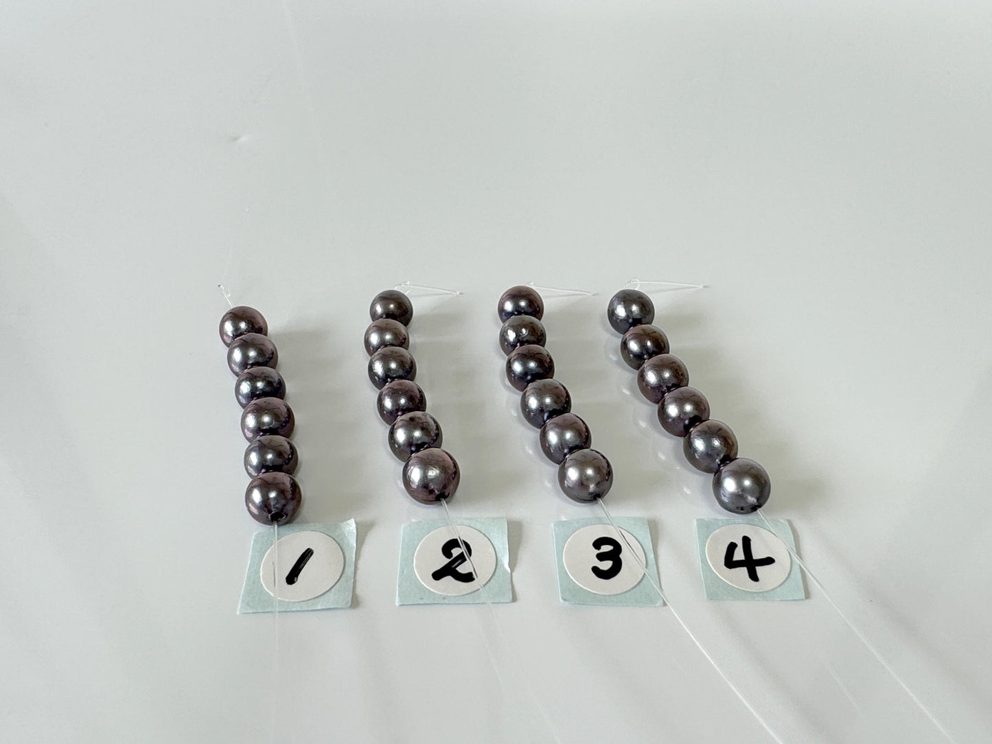 6 Pieces Short Strand of Japanese Peacock Black Akoya Pearl Beads, 5.7-5.9mm, Genuine Akoya Pearl, Cultured in Sea Water