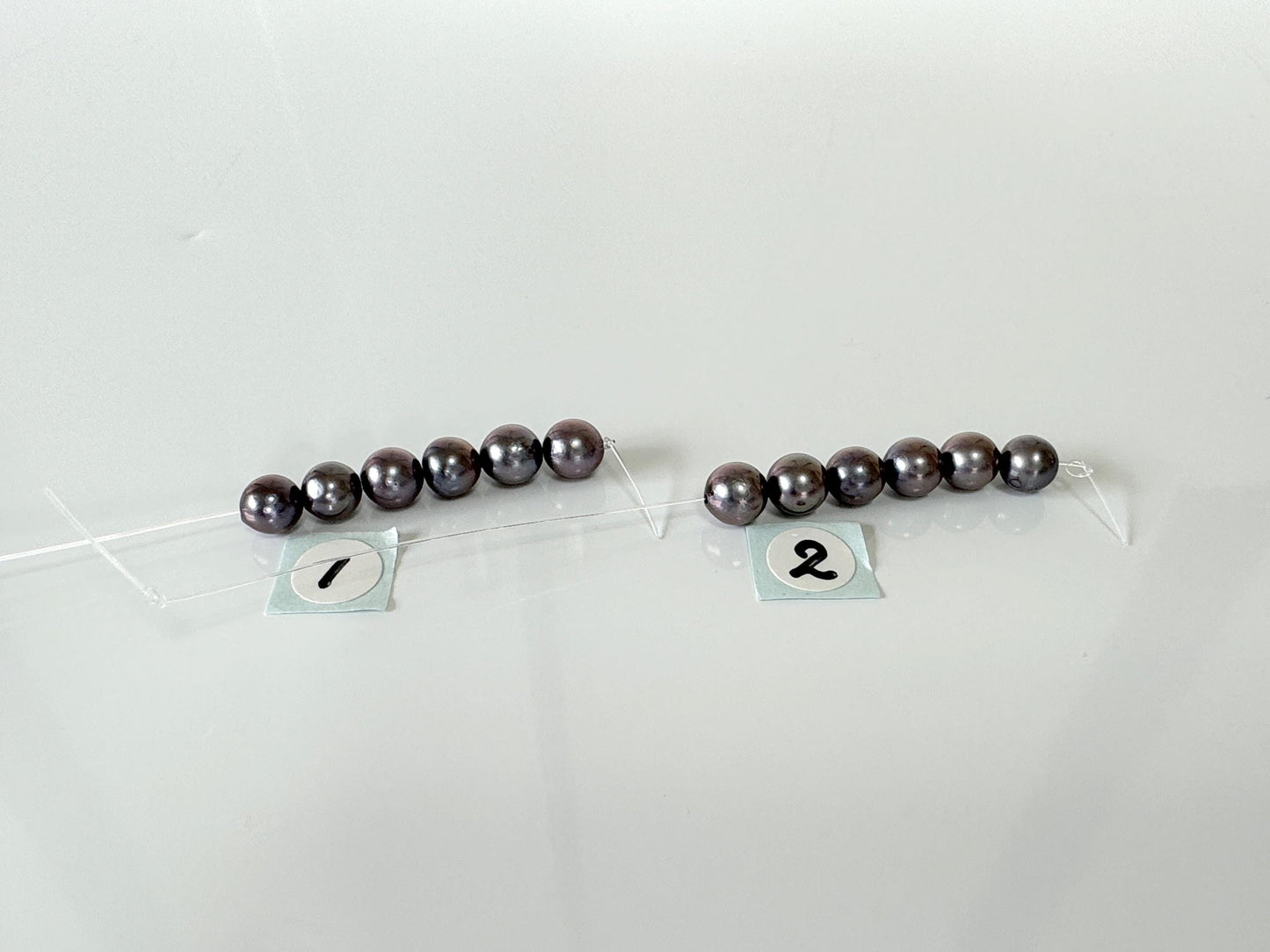 6 Pieces Short Strand of Japanese Peacock Black Akoya Pearl Beads, 5.7-5.9mm, Genuine Akoya Pearl, Cultured in Sea Water