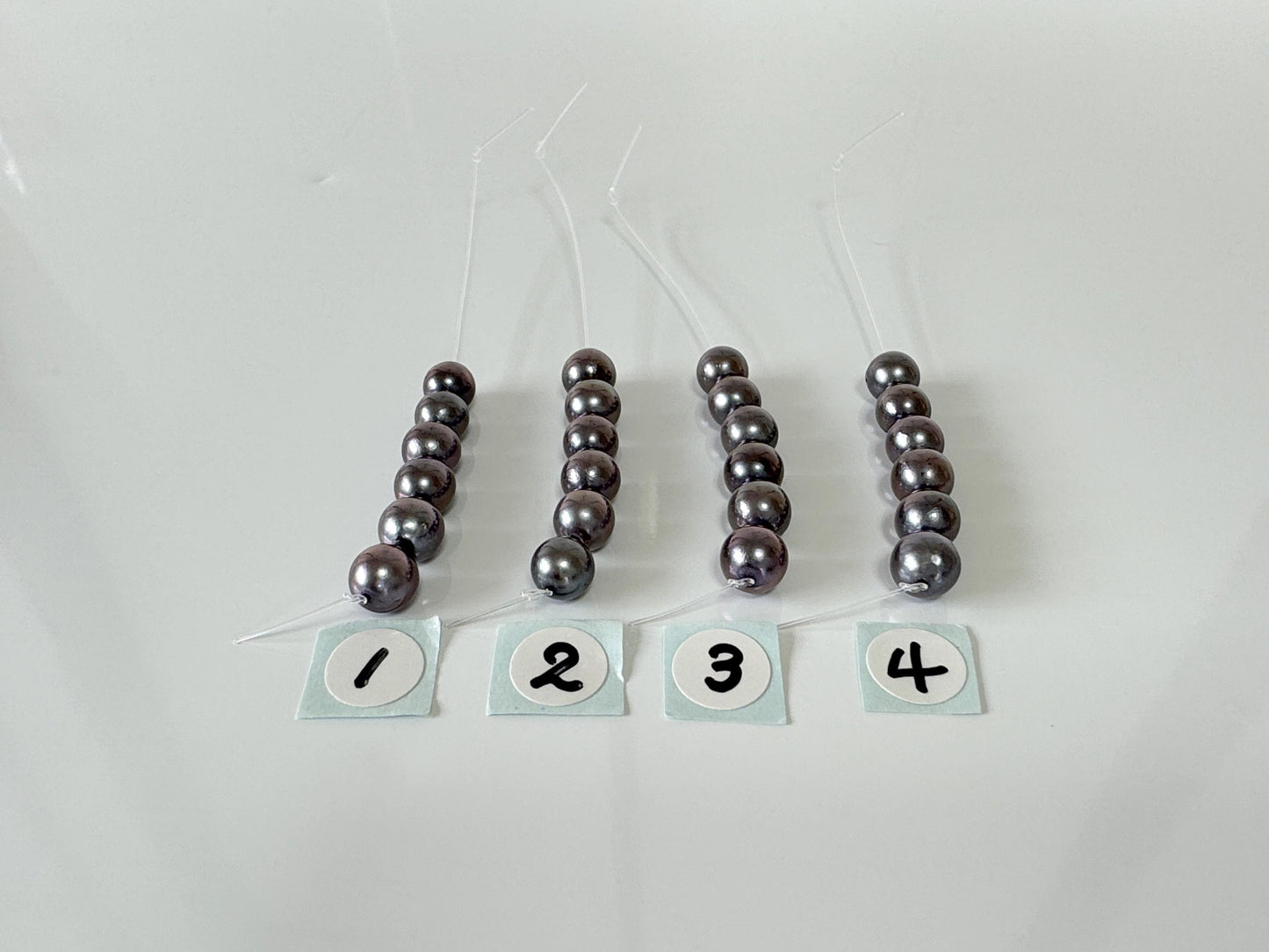 6 Pieces Short Strand of Japanese Peacock Black Akoya Pearl Beads, 5.7-5.9mm, Genuine Akoya Pearl, Cultured in Sea Water