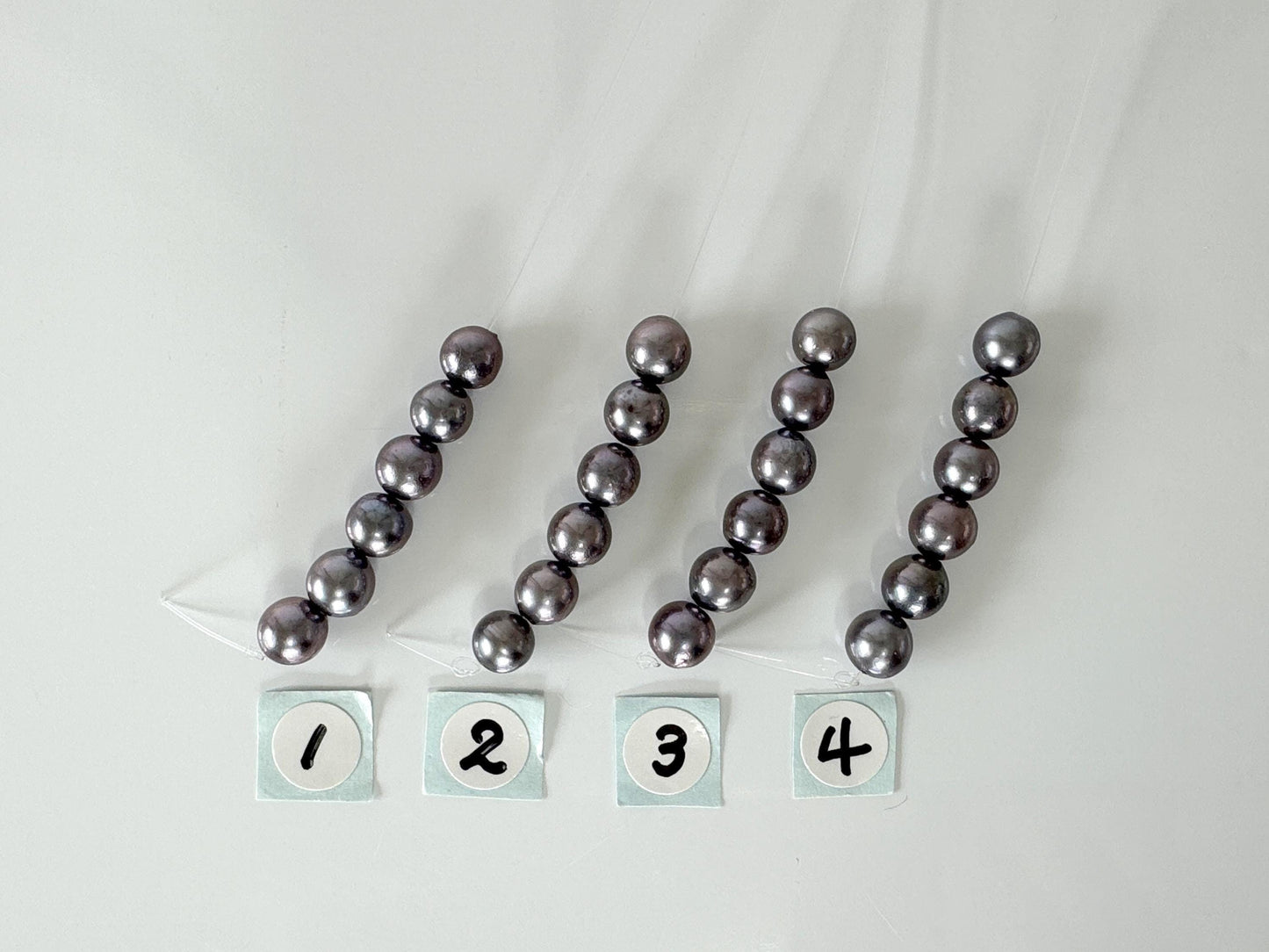 6 Pieces Short Strand of Japanese Peacock Black Akoya Pearl Beads, 5.7-5.9mm, Genuine Akoya Pearl, Cultured in Sea Water