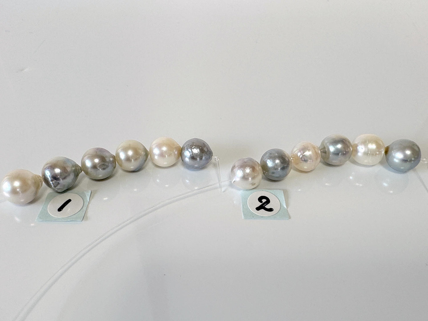 Japanese Natural blue/silver color Akoya Pearl Beads, 8-8.5mm, Mini Strand, Short Strand of 6 Pieces, Cultured in Sea Water