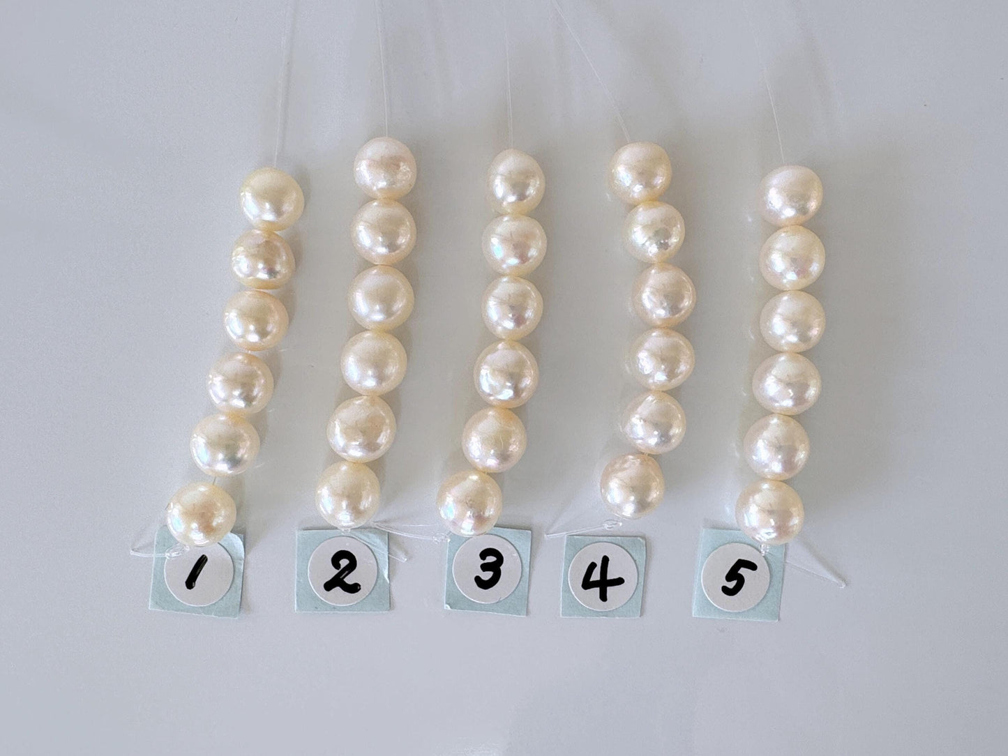 Japanese Cream White/Off-white Akoya Pearl Beads, 7-7.5mm, Mini Strand, Short Strand, 6 Pieces, Genuine Akoya Pearl, Cultured in Sea Water