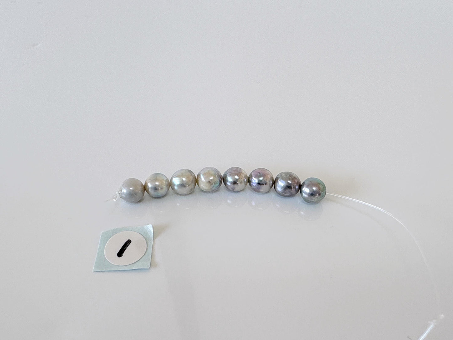 Japanese Natural blue/silver color Akoya Pearl Beads, 5-5.5mm, Mini Strand, Short Strand of 8 Pieces, Cultured in Sea Water