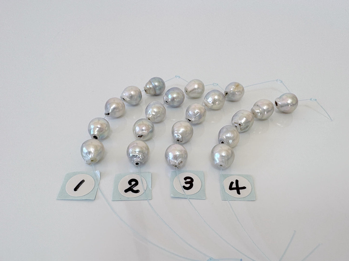 Japanese Natural blue/silver color Akoya Pearl Beads, 7-7.5mm, Mini Strand, Short Strand of 5 Pieces, Cultured in Sea Water