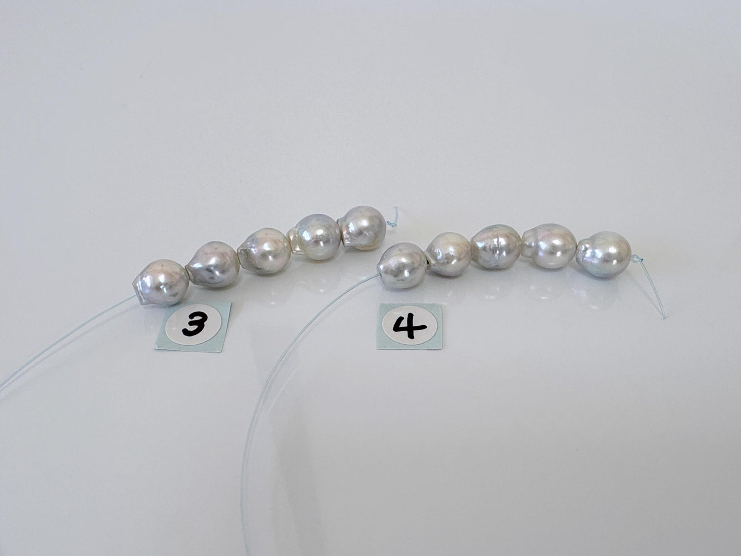 Japanese Natural blue/silver color Akoya Pearl Beads, 7-7.5mm, Mini Strand, Short Strand of 5 Pieces, Cultured in Sea Water