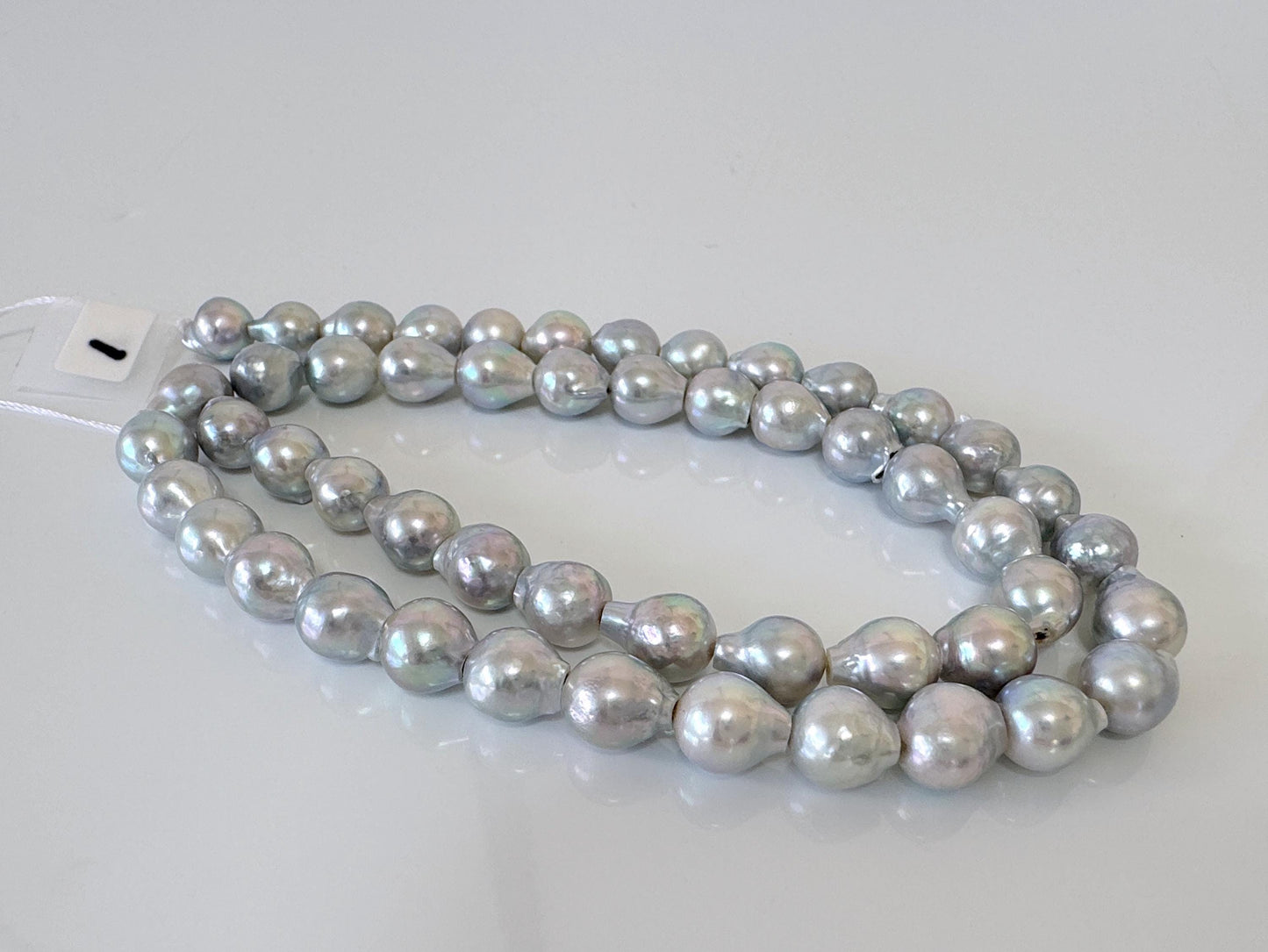 7-7.5mm Japanese Akoya Pearl Beads, Natural Blue/Silver color pearl, Genuine Akoya Pearl, Full Strand 40cm , 15.7", Salt water pearl