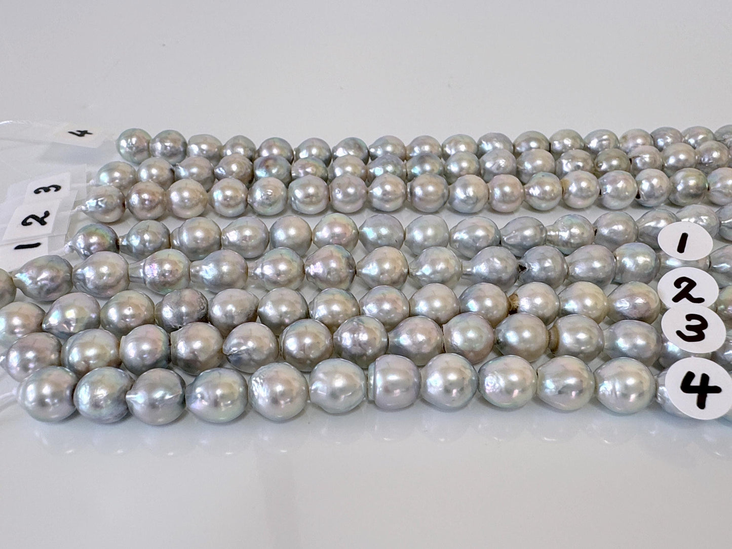 7-7.5mm Japanese Akoya Pearl Beads, Natural Blue/Silver color pearl, Genuine Akoya Pearl, Full Strand 40cm , 15.7", Salt water pearl