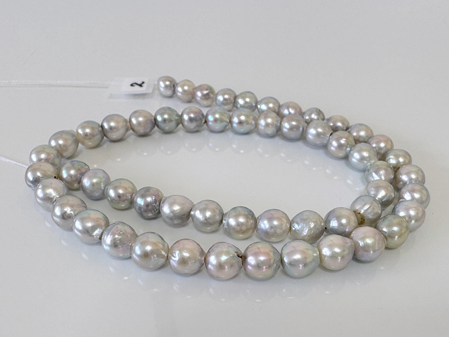 7-7.5mm Japanese Akoya Pearl Beads, Natural Blue/Silver color pearl, Genuine Akoya Pearl, Full Strand 40cm , 15.7", Salt water pearl