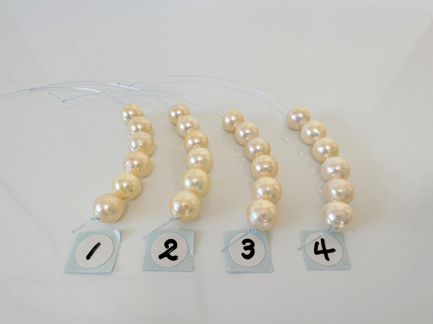 Japanese Yellow Akoya Pearl Beads, 7-7.5mm, Mini Strand, Short Strand, 6 Pieces, Genuine Akoya Pearl, Cultured in Sea Water