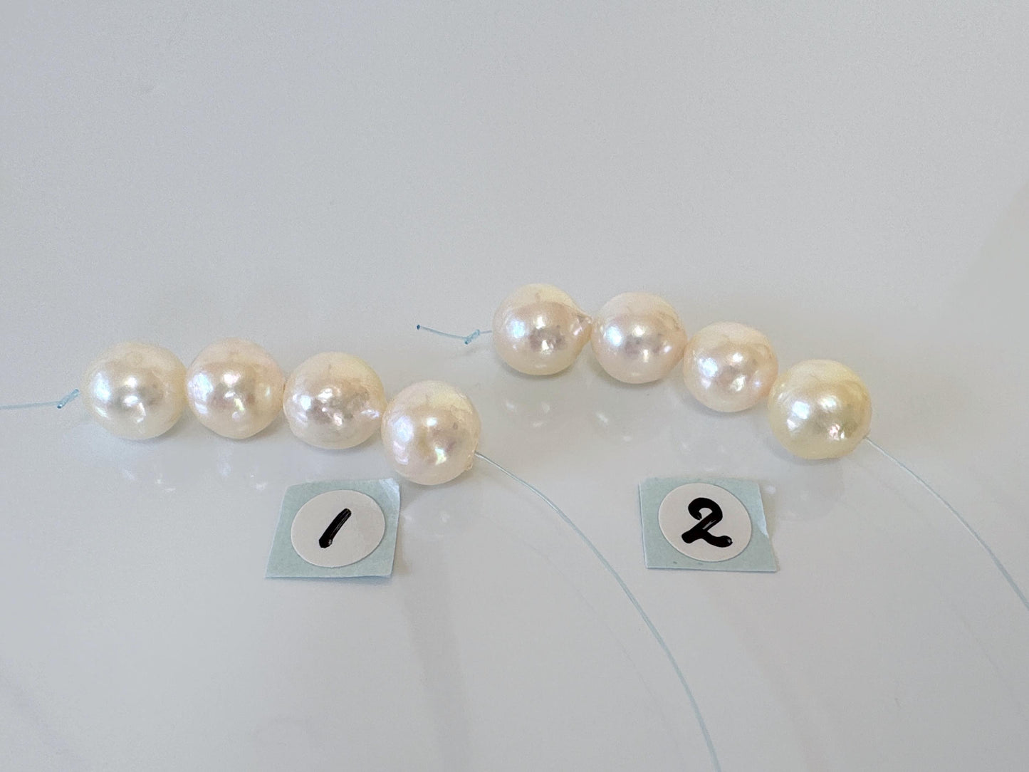 Japanese Cream White Akoya Pearl Beads, 9-9.5mm, Mini Strand, Short Strand, 4 Pieces, Genuine Akoya Pearl, Cultured in Sea Water