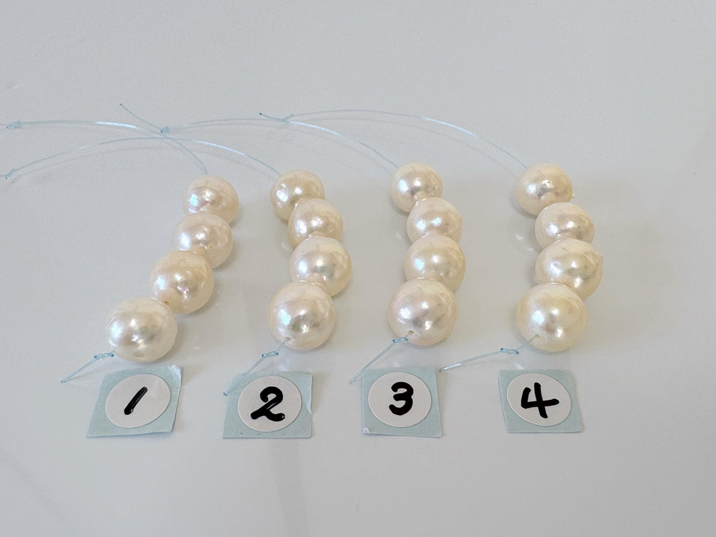 Japanese Cream White Akoya Pearl Beads, 9-9.5mm, Mini Strand, Short Strand, 4 Pieces, Genuine Akoya Pearl, Cultured in Sea Water