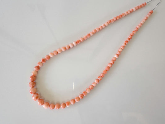 Natural Deep Sea Coral 4.5-8.6mm Round Beads Strand, Genuine Natural Pink / Orange Color Coral, 40.5cm, 15.9"