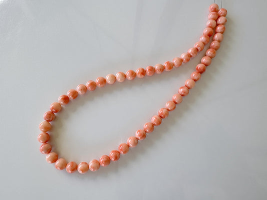 Natural Deep Sea Coral 9mm Round Beads Strand, Genuine Natural Pink / Orange Color Coral, 46cm, 18.1"