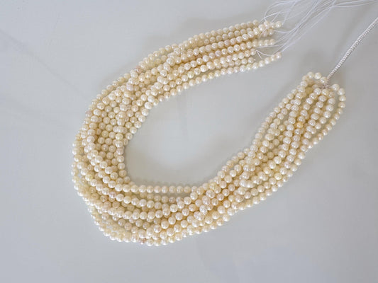 5-5.5mm Japanese White/Off-white Akoya Pearl Beads, Genuine Akoya Pearl, Full Strand, 40cm , 15.7", Cultured Salt water pearl, Value-priced