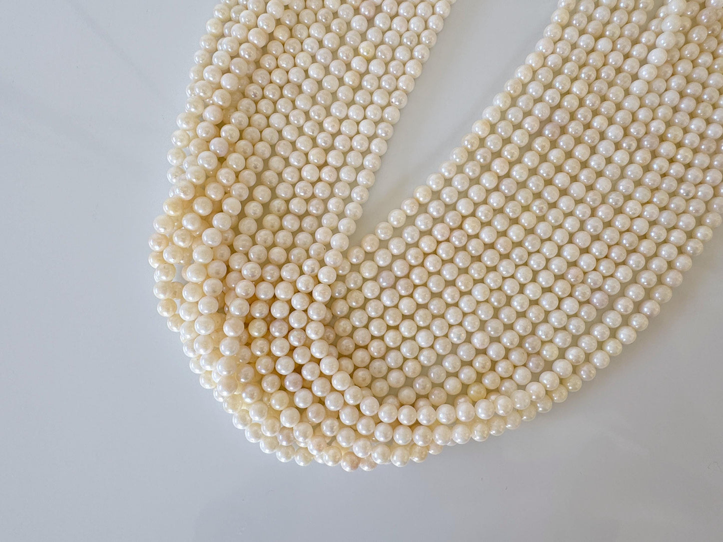 5.5-6mm Japanese White/Off-white Akoya Pearl Beads, Genuine Akoya Pearl, Full Strand, 40cm , 15.7", Cultured Salt water pearl, Value-priced