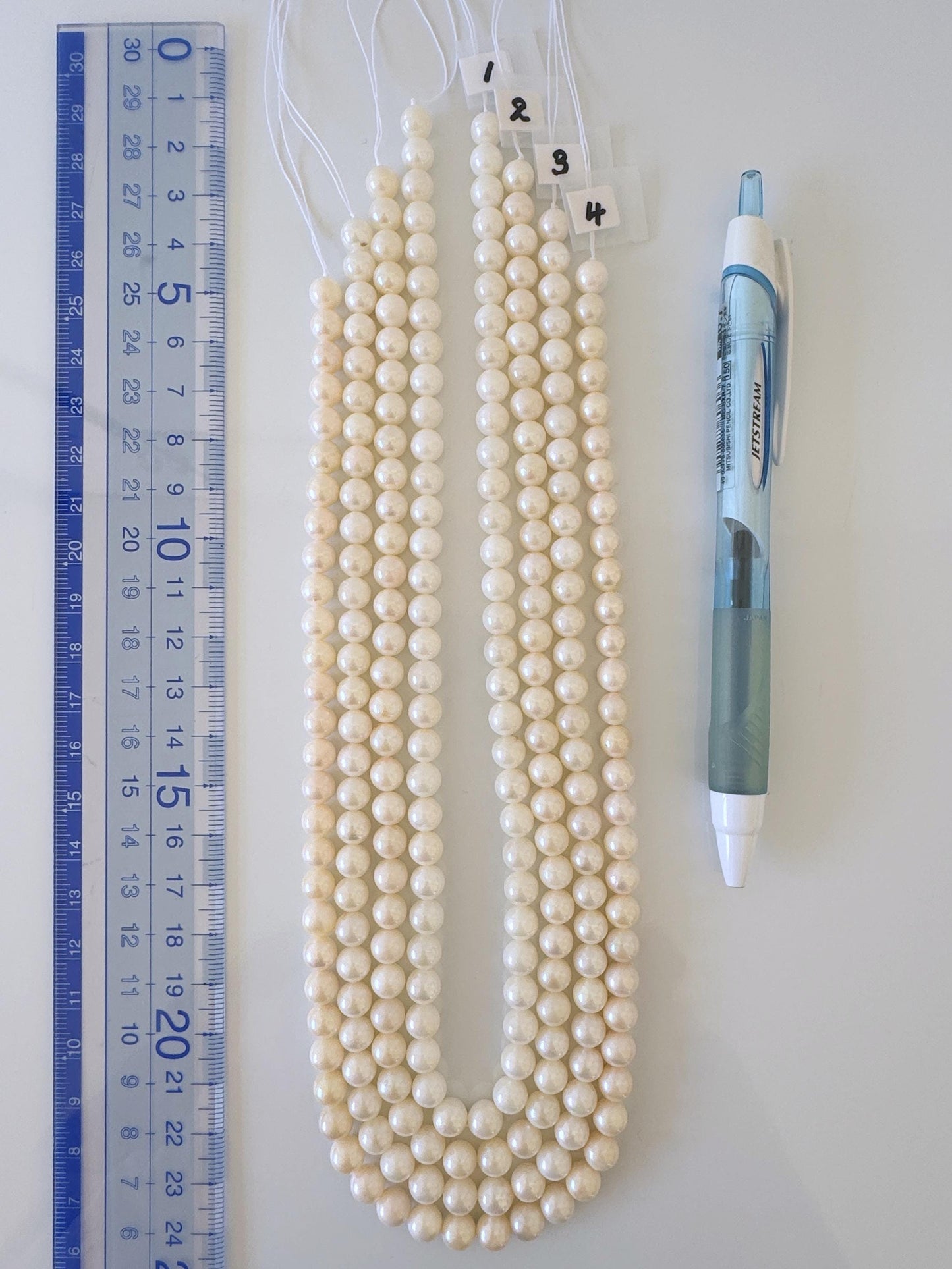 6.5-7mm Japanese White/Off-white Akoya Pearl Beads, Genuine Akoya Pearl, Full Strand, 40cm , 15.7", Cultured Salt water pearl