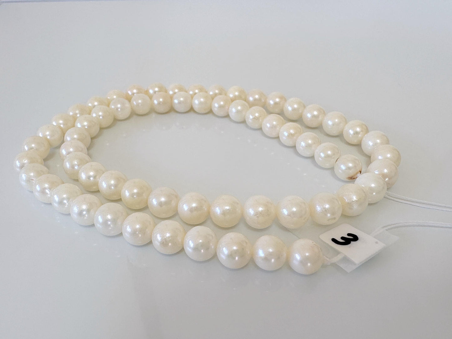 6.5-7mm Japanese White/Off-white Akoya Pearl Beads, Genuine Akoya Pearl, Full Strand, 40cm , 15.7", Cultured Salt water pearl