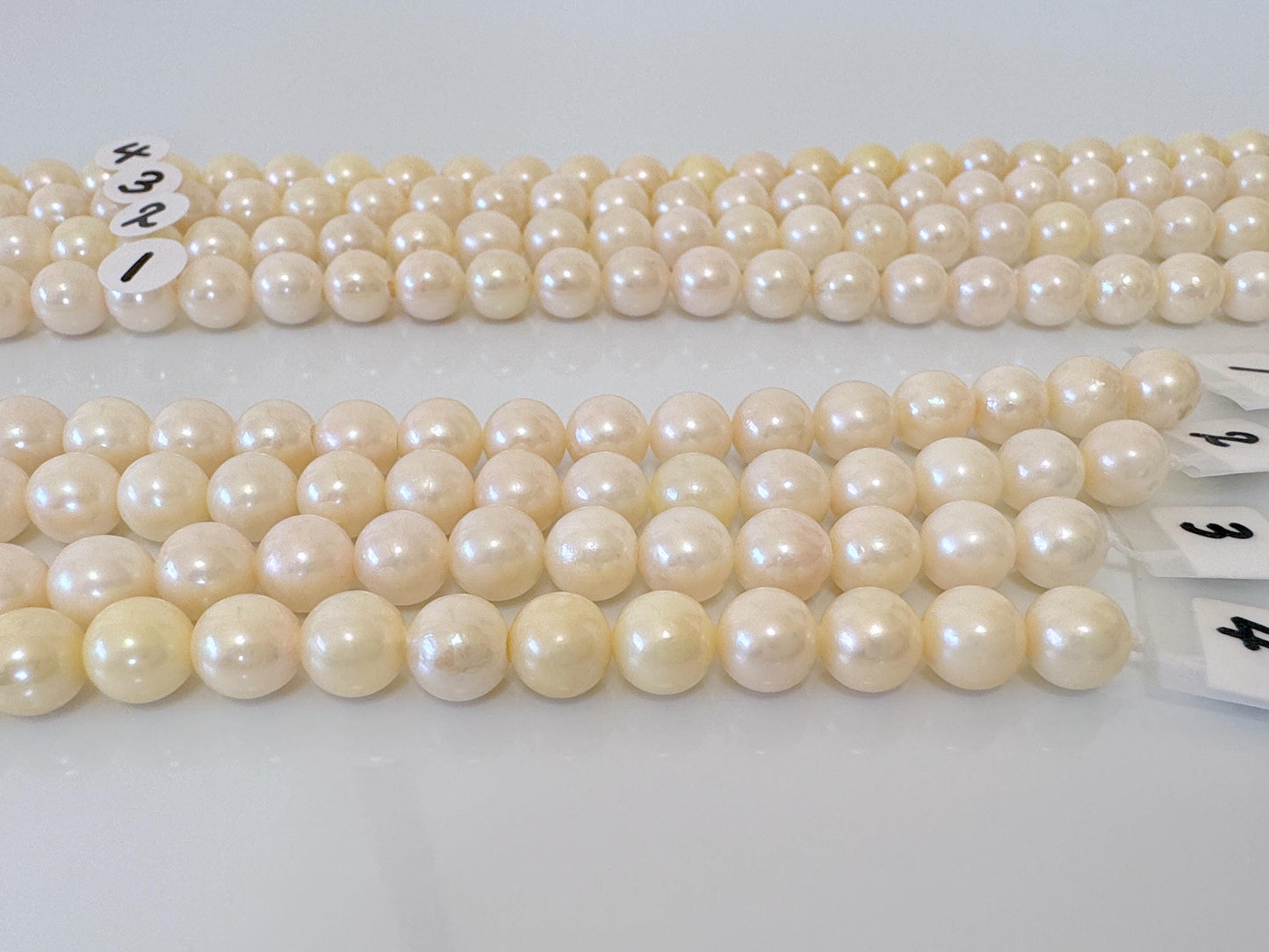 6.5-7mm Japanese White/Off-white Akoya Pearl Beads, Genuine Akoya Pearl, Full Strand, 40cm , 15.7", Cultured Salt water pearl