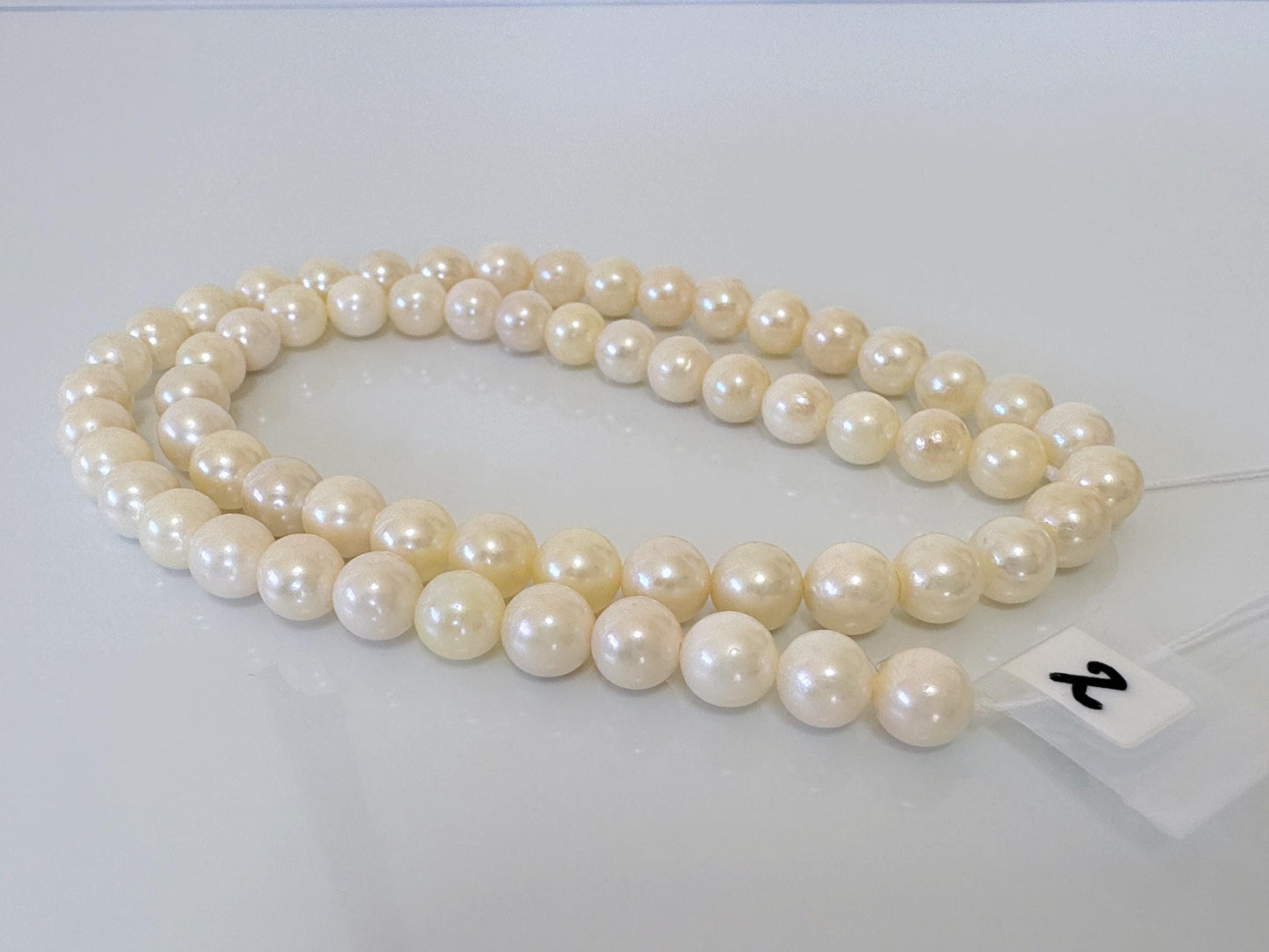 6.5-7mm Japanese White/Off-white Akoya Pearl Beads, Genuine Akoya Pearl, Full Strand, 40cm , 15.7", Cultured Salt water pearl