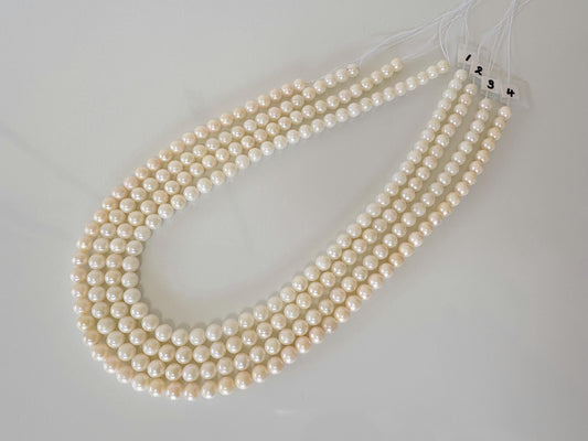 6.5-7mm Japanese White/Off-white Akoya Pearl Beads, Genuine Akoya Pearl, Full Strand, 40cm , 15.7", Cultured Salt water pearl