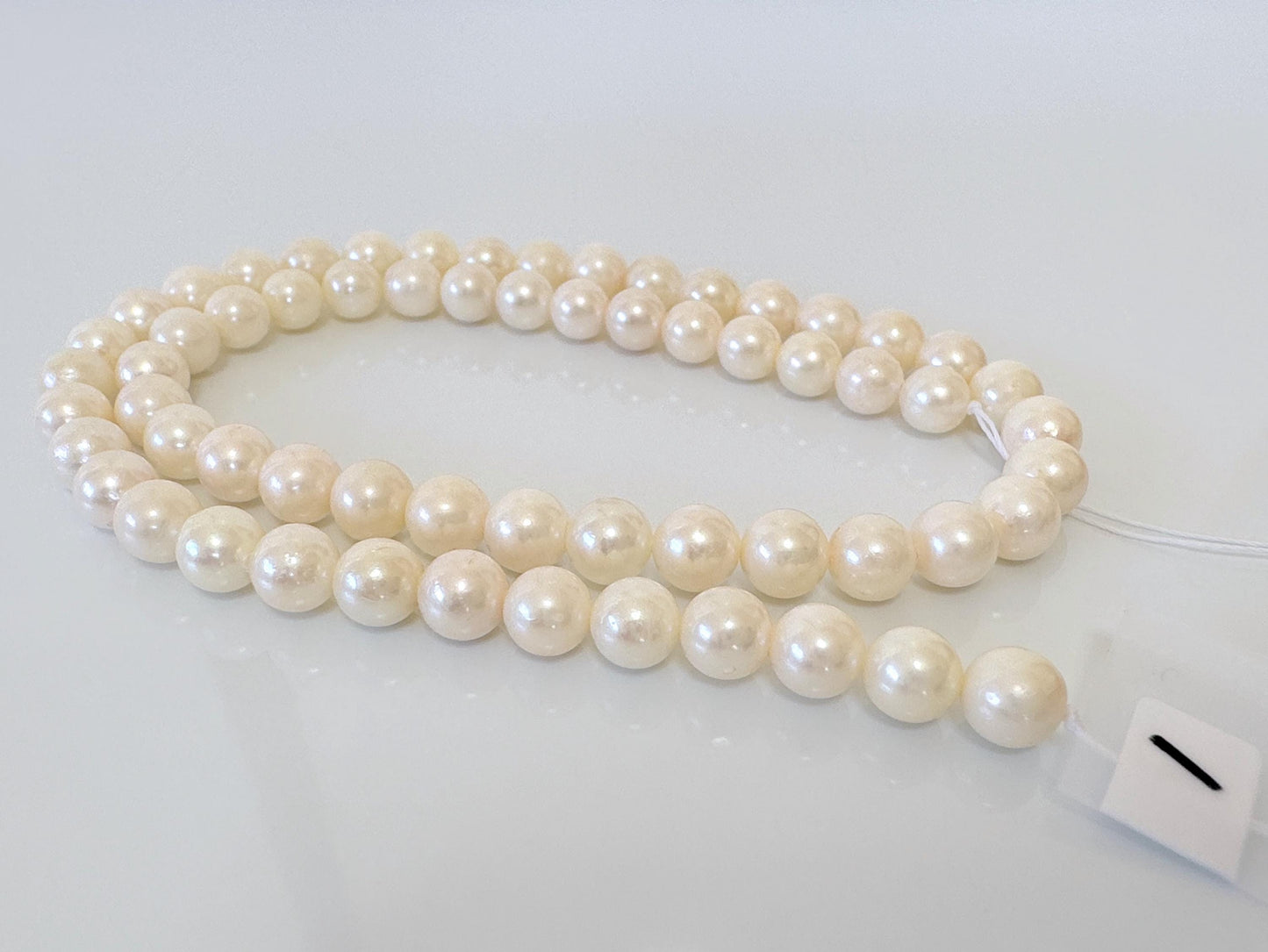 6.5-7mm Japanese White/Off-white Akoya Pearl Beads, Genuine Akoya Pearl, Full Strand, 40cm , 15.7", Cultured Salt water pearl