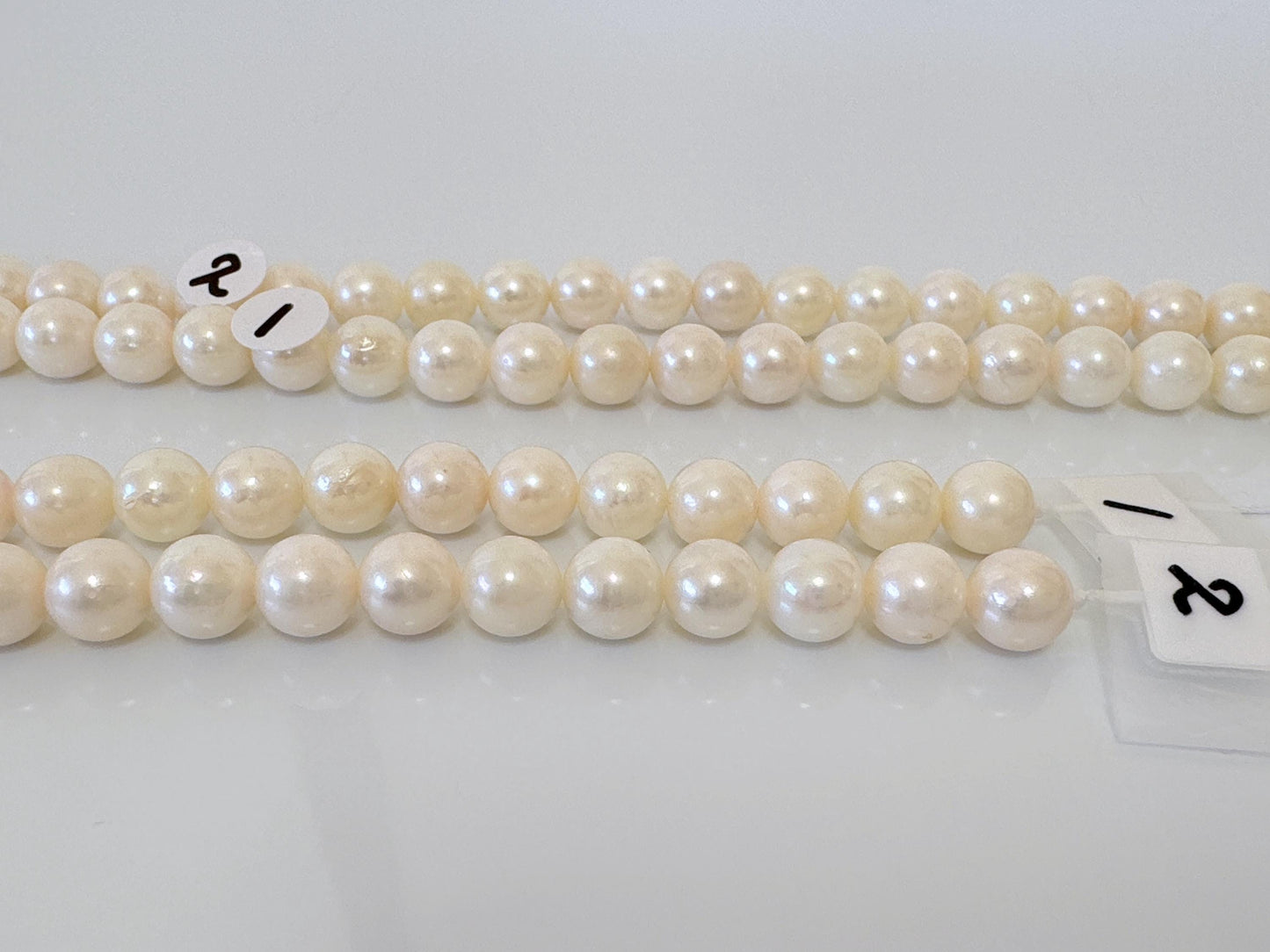 6.5-7mm Japanese White/Off-white Akoya Pearl Beads, Genuine Akoya Pearl, Full Strand, 40cm , 15.7", Cultured Salt water pearl