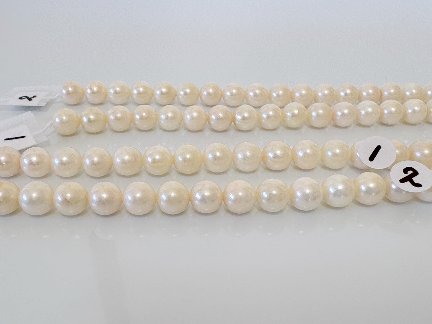 6.5-7mm Japanese White/Off-white Akoya Pearl Beads, Genuine Akoya Pearl, Full Strand, 40cm , 15.7", Cultured Salt water pearl