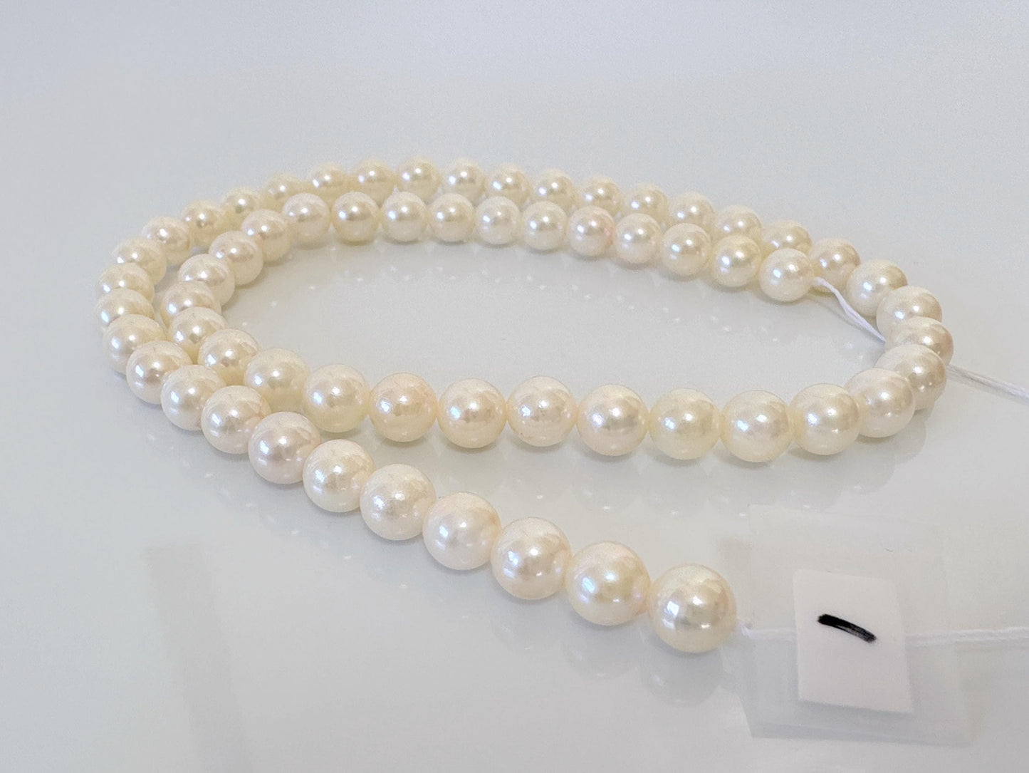 6.5-7mm Japanese White/Off-white Akoya Pearl Beads, Genuine Akoya Pearl, Full Strand, 40cm , 15.7", Cultured Salt water pearl