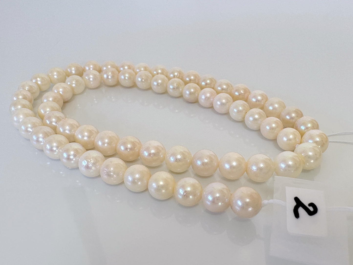 6.5-7mm Japanese White/Off-white Akoya Pearl Beads, Genuine Akoya Pearl, Full Strand, 40cm , 15.7", Cultured Salt water pearl