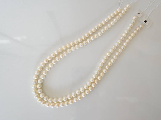 6.5-7mm Japanese White/Off-white Akoya Pearl Beads, Genuine Akoya Pearl, Full Strand, 40cm , 15.7", Cultured Salt water pearl