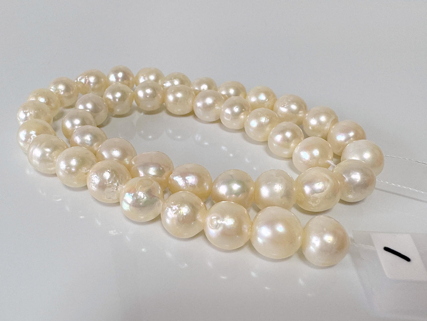 9.5-10mm Japanese White Akoya Pearl Beads, Genuine Akoya Pearl, Full Strand, 40cm , 15.7", Cultured Salt water pearl