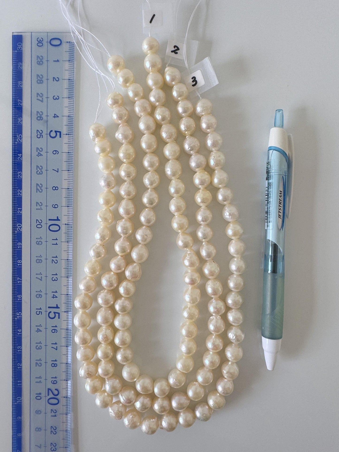 9.5-10mm Japanese White Akoya Pearl Beads, Genuine Akoya Pearl, Full Strand, 40cm , 15.7", Cultured Salt water pearl