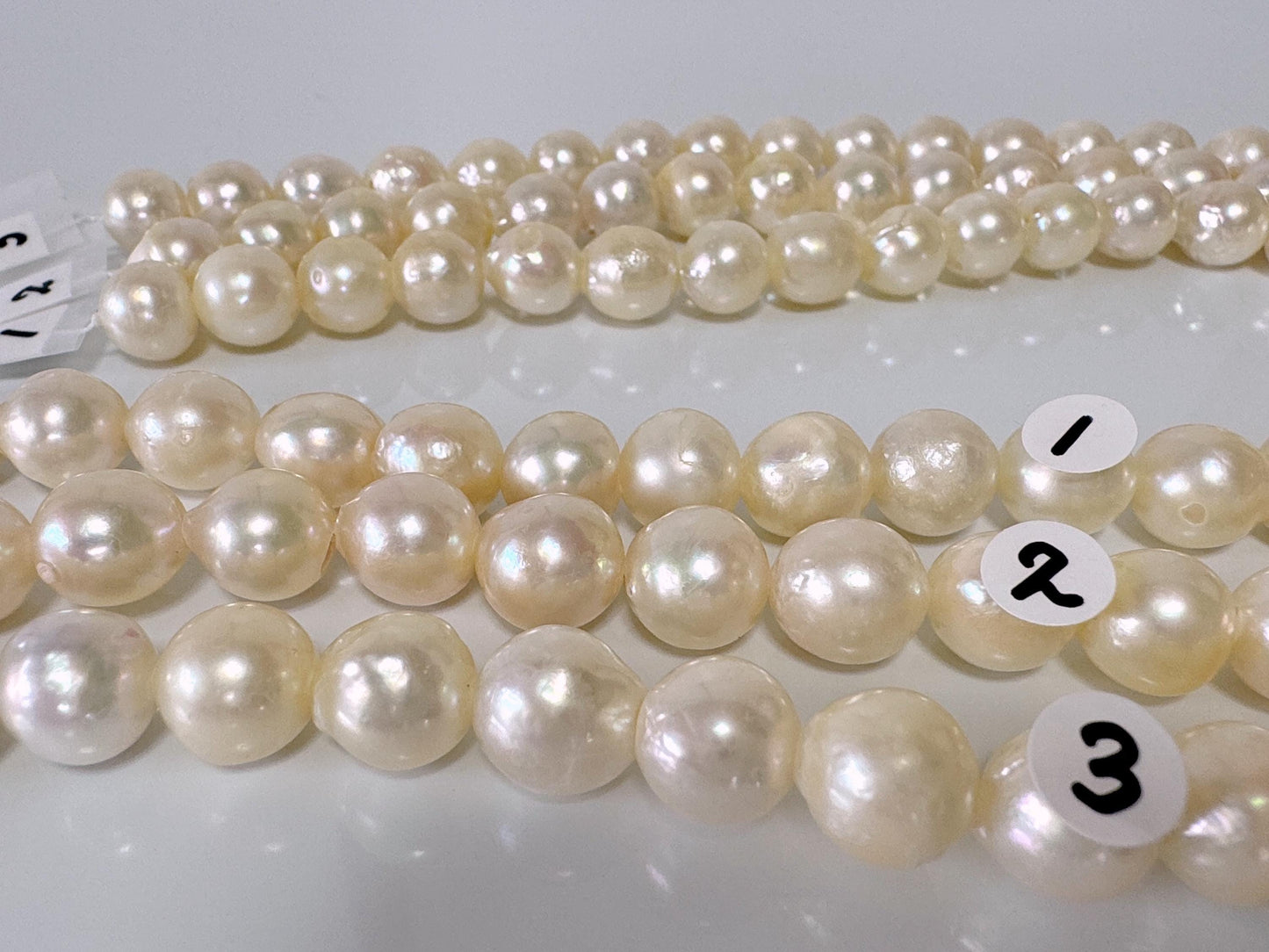 9.5-10mm Japanese White Akoya Pearl Beads, Genuine Akoya Pearl, Full Strand, 40cm , 15.7", Cultured Salt water pearl