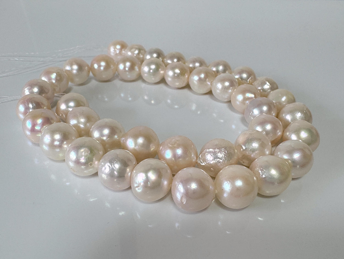 10-10.5mm Japanese White Akoya Pearl Beads, Genuine Akoya Pearl, Full Strand, 40cm , 15.7", Cultured Salt water pearl