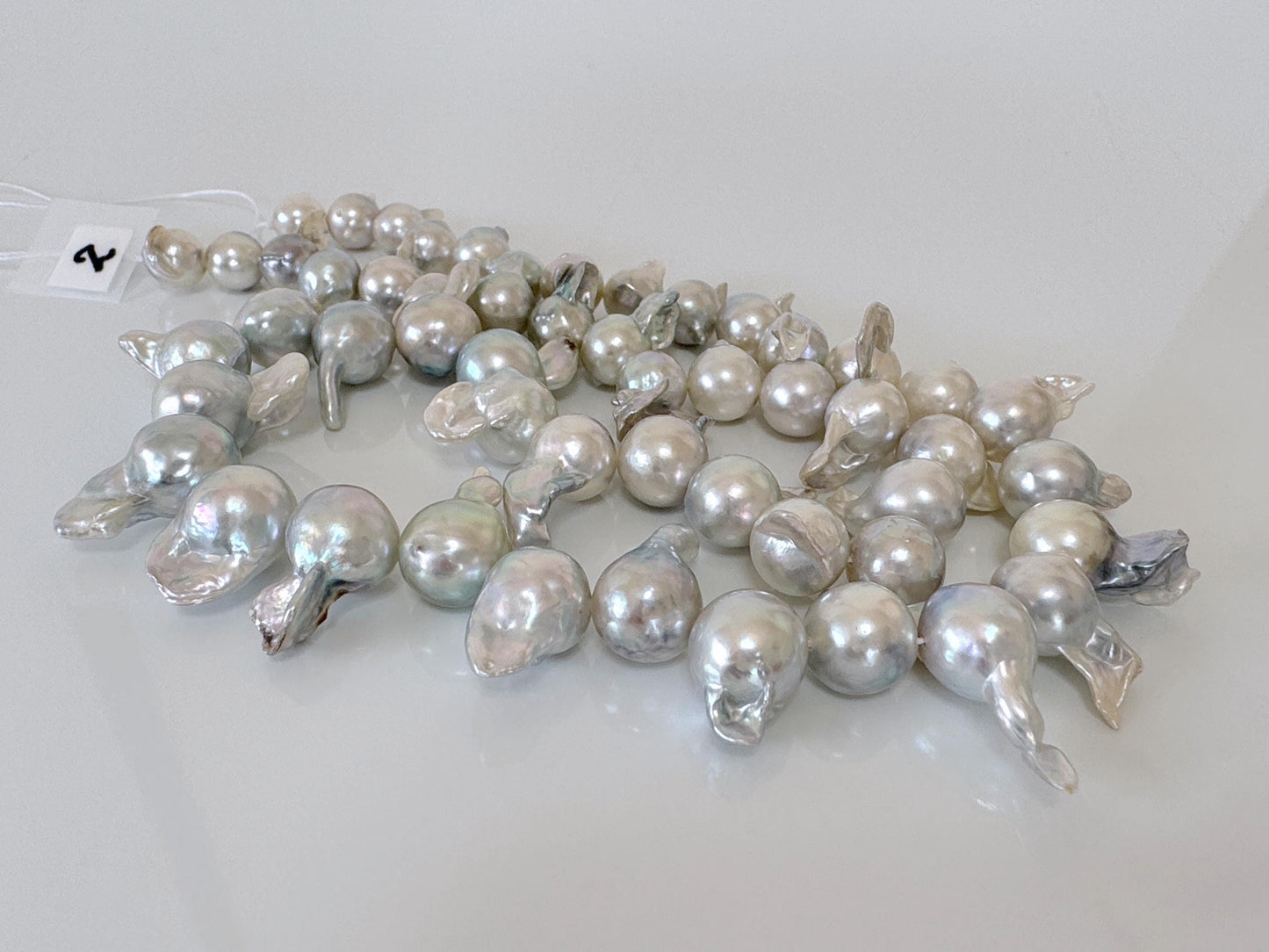 7-9mm Japanese Akoya Pearl Baroque Beads, Natural blue/silver color pearl, Genuine Akoya Pearl, Full Strand, 42cm ,16.5", Salt water pearl