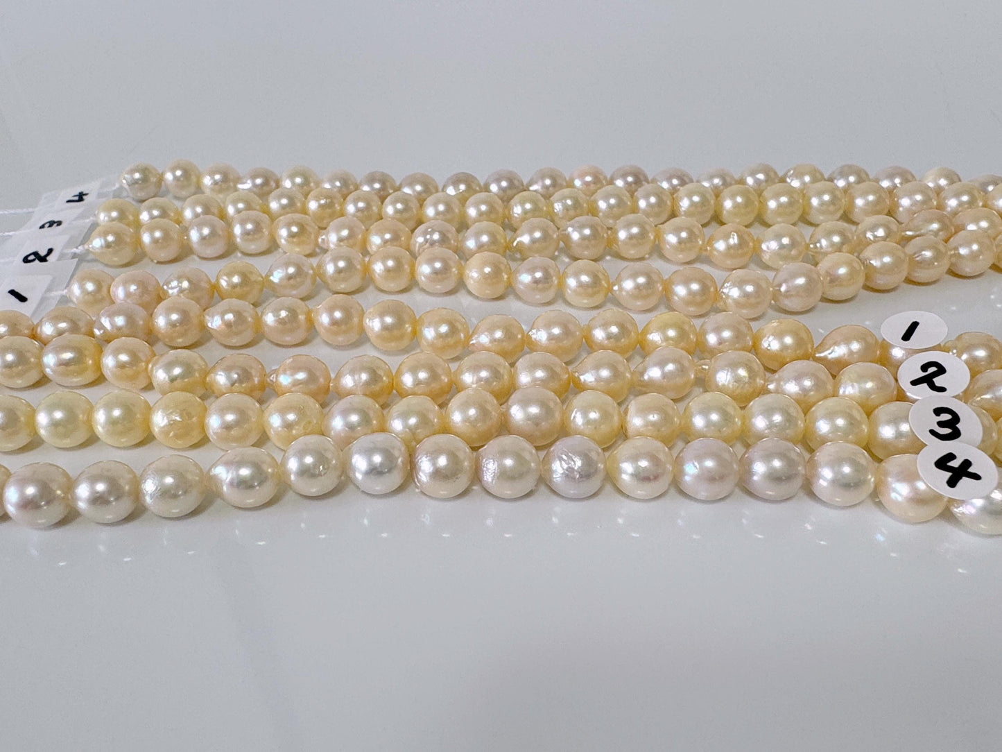 7-7.5mm Japanese Yellow Akoya Pearl Beads, Genuine Akoya Pearl, Full Strand, 40cm , 16", Cultured Salt water pearl