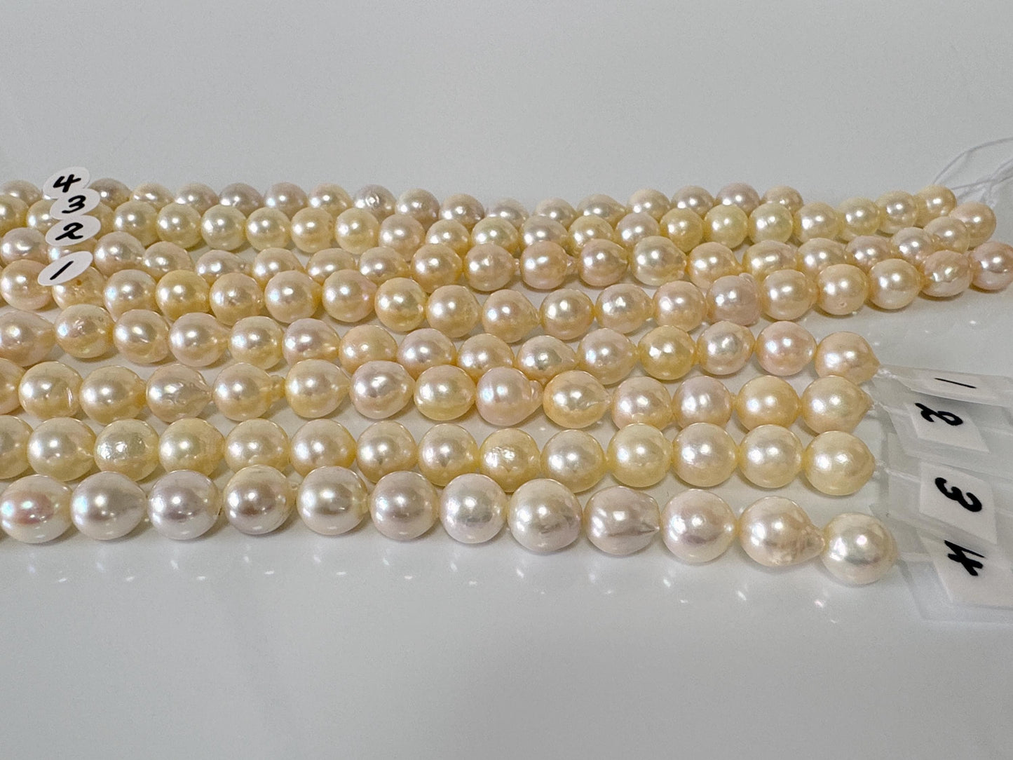 7-7.5mm Japanese Yellow Akoya Pearl Beads, Genuine Akoya Pearl, Full Strand, 40cm , 16", Cultured Salt water pearl