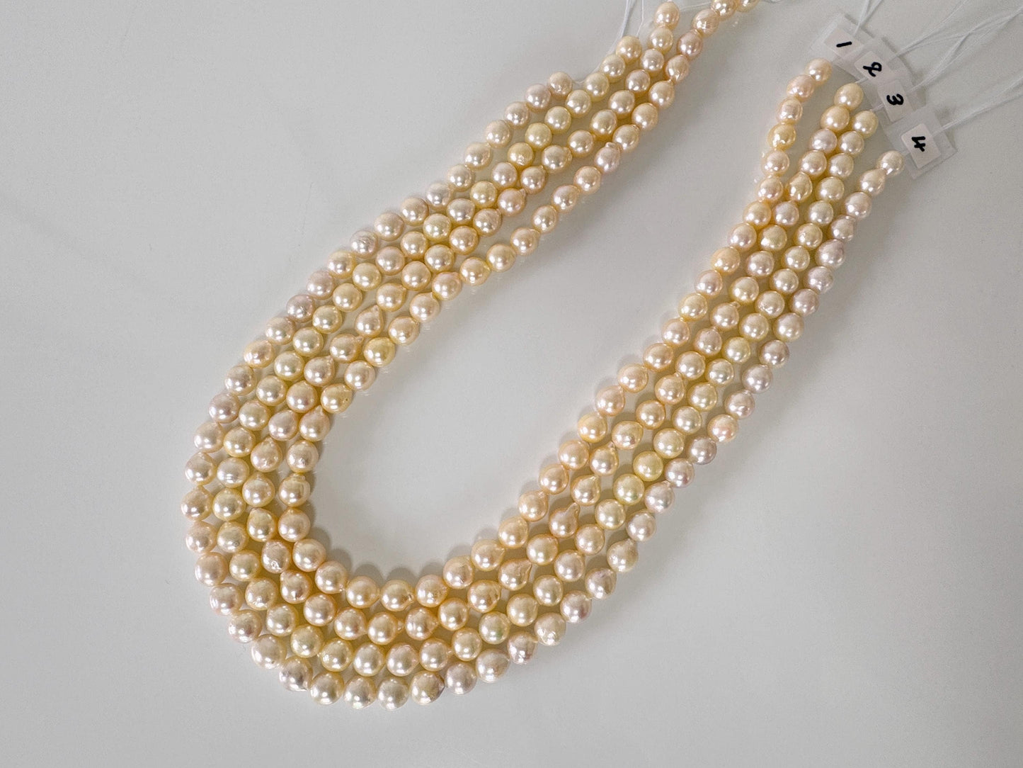 7-7.5mm Japanese Yellow Akoya Pearl Beads, Genuine Akoya Pearl, Full Strand, 40cm , 16", Cultured Salt water pearl