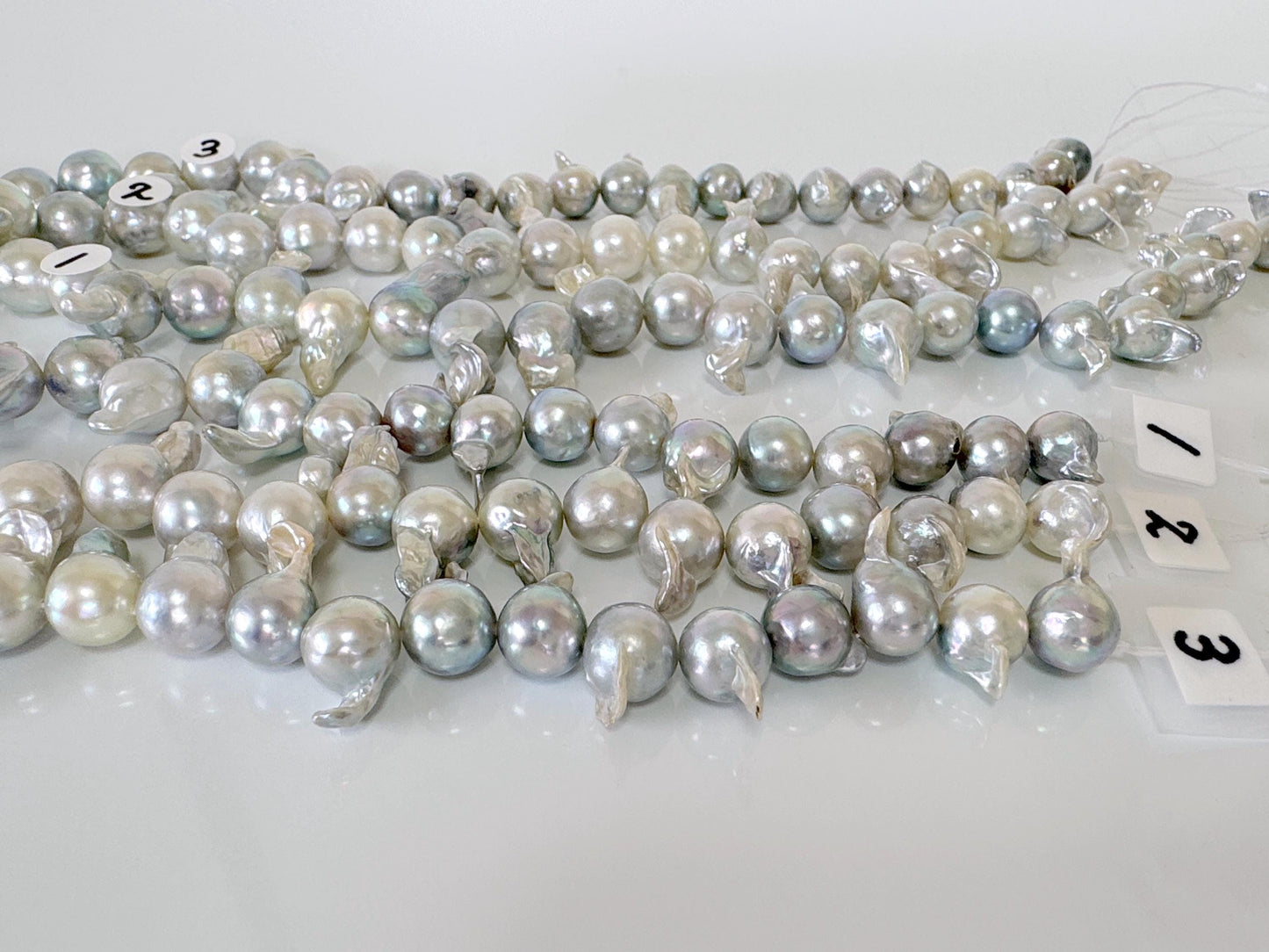 7-9mm Japanese Akoya Pearl Baroque Beads, Natural blue/silver color pearl, Genuine Akoya Pearl, Full Strand, 42cm ,16.5", Salt water pearl