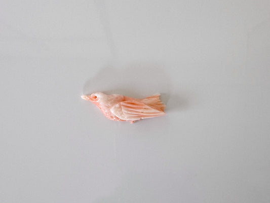 Natural Deep Sea Coral Bird Carving Loose, Natural Pink Color Coral Bird, Flat Back, For Jewelry Making, Hand Carved