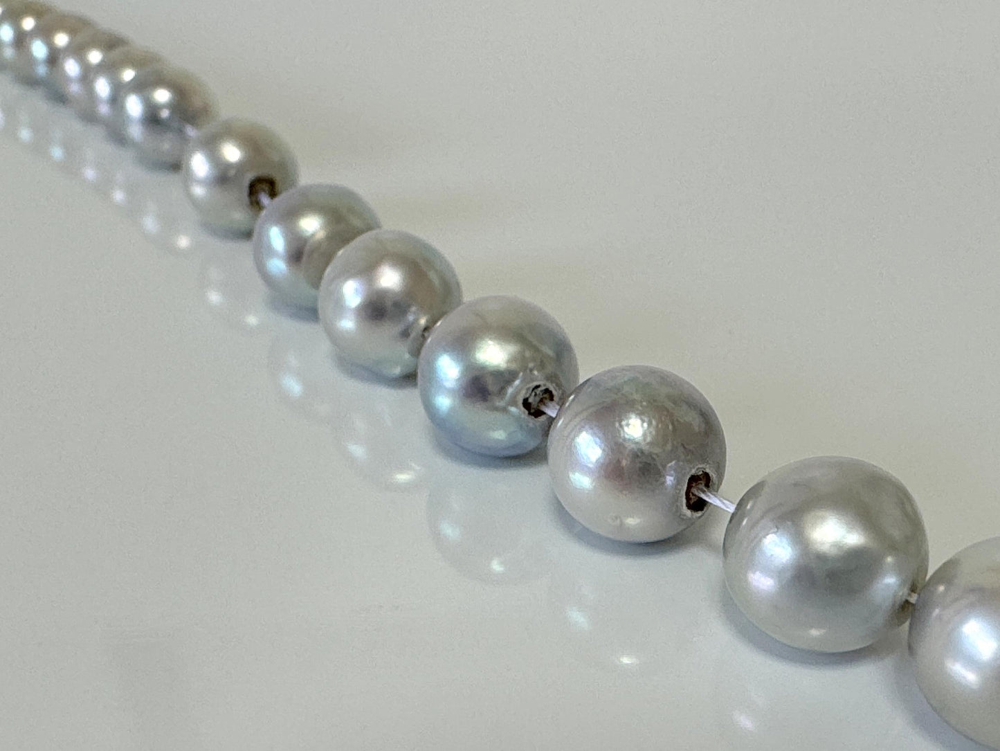 8-8.5mm Japanese Akoya Pearl Beads, Natural Blue/Silver color pearl, Genuine Akoya Pearl, Full Strand 40cm , 15.7", Salt water pearl