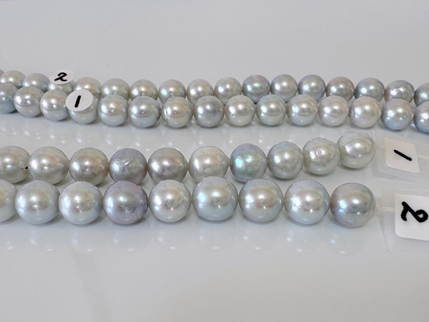 9-9.5.5mm Japanese Akoya Pearl Beads, Natural Blue/Silver color pearl, Genuine Akoya Pearl, Full Strand 40cm , 15.7", Salt water pearl