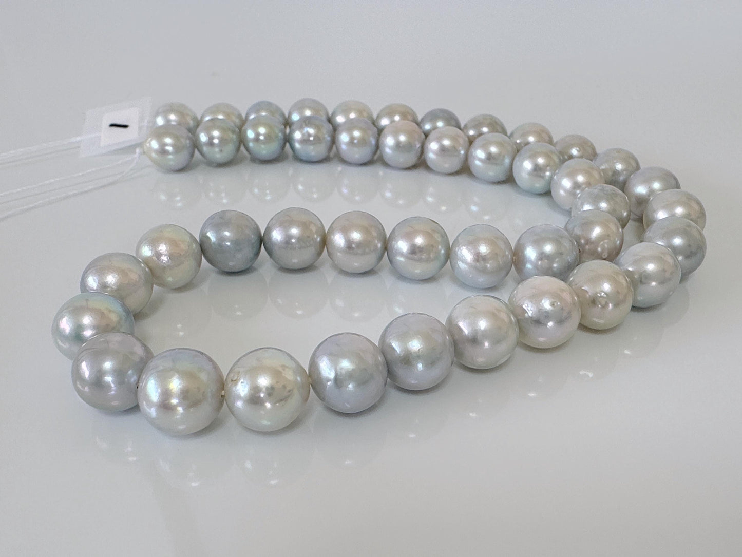 9-9.5.5mm Japanese Akoya Pearl Beads, Natural Blue/Silver color pearl, Genuine Akoya Pearl, Full Strand 40cm , 15.7", Salt water pearl